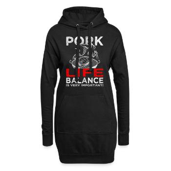 Pork Life Balance - Viande - Grillades - Steak - Sweat-shirt à capuche long Femme - noir - Devant