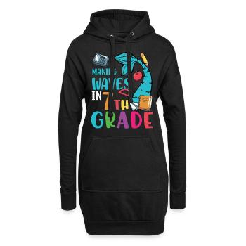 Wellen schlagen in der 7. Klasse Retro Groovy Frauen - Hoodie-Kleid - Schwarz - Vorne