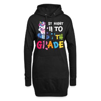 Straigt Into7th Grade Retro Groovy Frauen glücklich - Hoodie-Kleid - Schwarz - Vorne