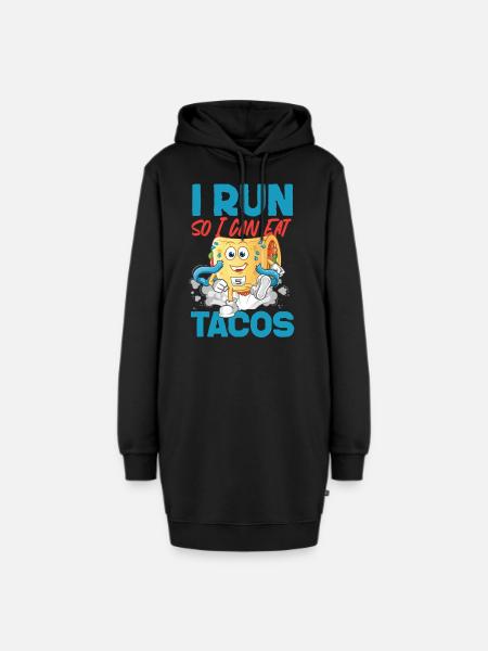 Running Runner Half Marathon Taco - Hoodie-Kleid - Schwarz