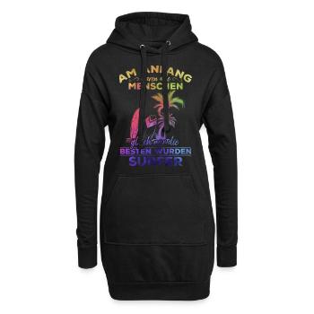 Surfer Water Surfing Surfer Wellenreiten Surfbrett - Hoodie-Kleid - Schwarz - Vorne