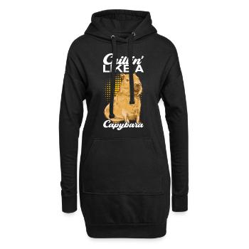 Capybara Wasserschwein - Sweat-shirt à capuche long Femme - noir - Devant