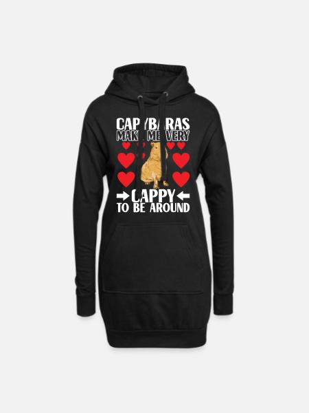 Capybara Wasserschwein - Hoodie-Kleid - Schwarz