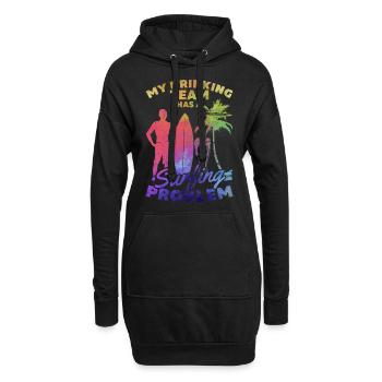 Mein Trinkteam hat ein Surfproblem Lustiger Surfer - Hoodie-Kleid - Schwarz - Vorne
