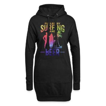 Wassersurfer angetrieben durch Surfen und Bier - Hoodie-Kleid - Schwarz - Vorne