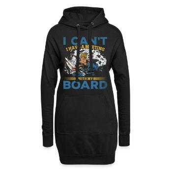 Surfen Ich kann nicht Ich habe ein Meeting mit - Hoodie-Kleid - Schwarz - Vorne