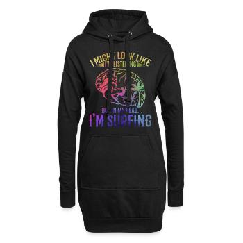 Water Surfing Surf Surf Surf surfeur surf - Sweat-shirt à capuche long Femme - noir - Devant