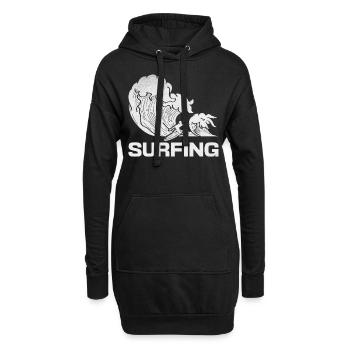 Surfer Surf Eau Surf Surf Planche de surf Surfer Wave - Sweat-shirt à capuche long Femme - noir - Devant