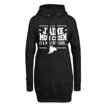J aime mon chien et il me rend bien - Sweat-shirt à capuche long Femme - noir - Devant