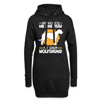 Unterschätze nie eine Frau mit Irischer Wolfshund - Hoodie-Kleid - Schwarz - Vorne