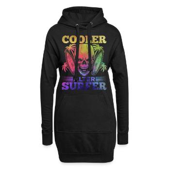 Surfing Cool Old Surfer - Hoodie-Kleid - Schwarz - Vorne