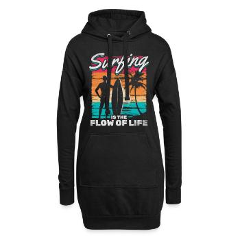 Surfing Is The Flow Of Life - Hoodie-Kleid - Schwarz - Vorne