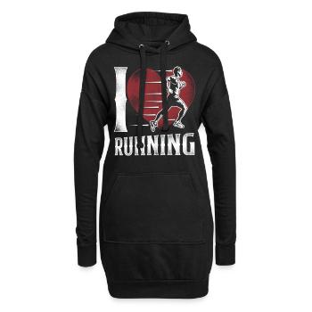Running Runner Half Marathon Heart - Hoodie-Kleid - Schwarz - Vorne