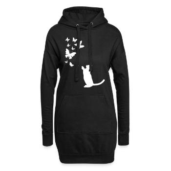 Chat avec papillons Amoureux des chats Catbe - Sweat-shirt à capuche long Femme - noir - Devant
