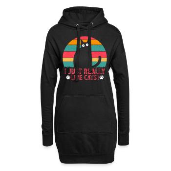 Amoureux des chats Drôle Propriétaire de chat J’aime juste les chats - Sweat-shirt à capuche long Femme - noir - Devant