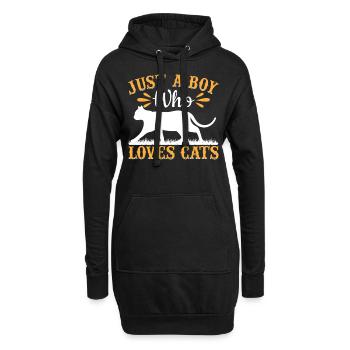 Amoureux des chats Mignon Propriétaire de chat Je juste un garçon qui aime Ca - Sweat-shirt à capuche long Femme - noir - Devant
