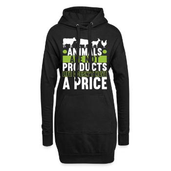 Vegan Vegetarier - Hoodie-Kleid - Schwarz - Vorne