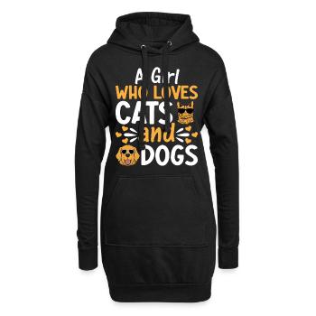 Amoureux des chats Filles Amoureux des chiens I Une fille qui aime les chats - Sweat-shirt à capuche long Femme - noir - Devant