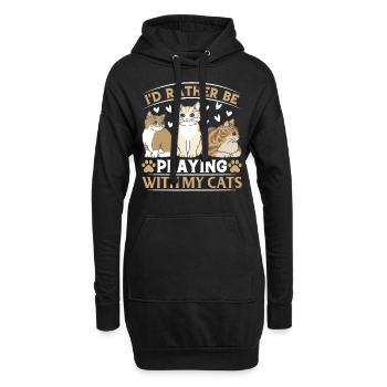 Je préfère jouer avec mes chats I Cute - Sweat-shirt à capuche long Femme - noir - Devant