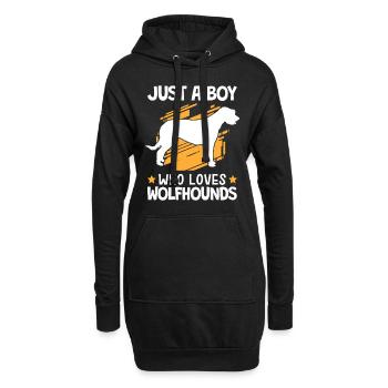 Junge der Irischer Wolfshund liebt Wolfhound - Hoodie-Kleid - Schwarz - Vorne