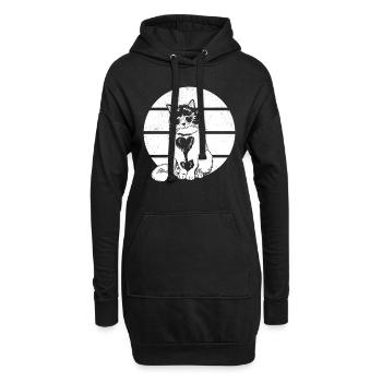Cat Lovers Retro Sunset Cat Sun - Hoodie Dress - black - Front