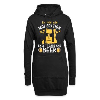 Alles in Maßen, außer Katzen und Bier - Hoodie-Kleid - Schwarz - Vorne