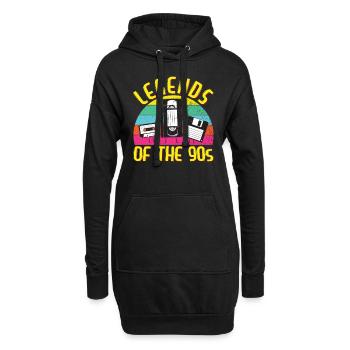 90er Jahre Outfit Party 90s Mottoparty Kassette - Hoodie-Kleid - Schwarz - Vorne
