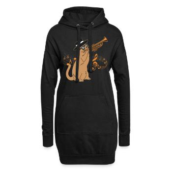 Trompettiste Cat Jazz Vintage - Sweat-shirt à capuche long Femme - noir - Devant