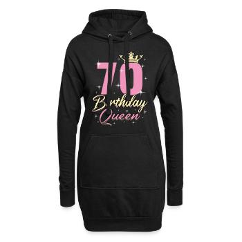 Birthday Queen 70 - Hoodie-Kleid - Schwarz - Vorne