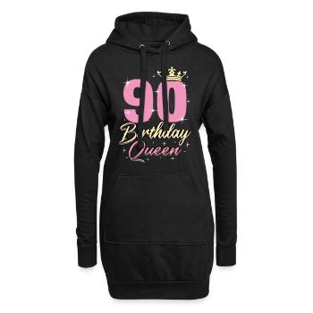 Birthday Queen 90 - Hoodie-Kleid - Schwarz - Vorne