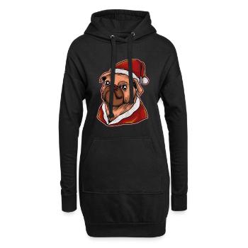 Weihnachten Ugly Christmas Geschenk Xmas Mops Pug - Hoodie-Kleid - Schwarz - Vorne