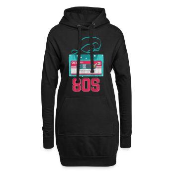 80er Jahre 80s Musik - Hoodie-Kleid - Schwarz - Vorne