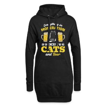 Amoureux des chats I Tout avec modération sauf les chats et - Sweat-shirt à capuche long Femme - noir - Devant