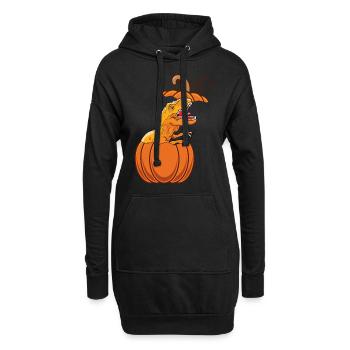 Kürbis Dino Halloween Kürbis Dinosaurier - Hoodie-Kleid - Schwarz - Vorne