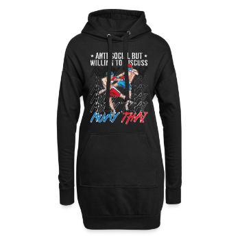 Muay Thai Anti-Social Mais Volontaire Fighter Boxing - Sweat-shirt à capuche long Femme - noir - Devant