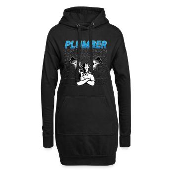 Plombier Outil Construction Plomberie Tuyauterie Plombiers - Sweat-shirt à capuche long Femme - noir - Devant