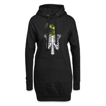 Halloween Dino Skeleton I Funny Halloween Dinosaur - Hoodie-Kleid - Schwarz - Vorne