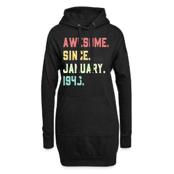 Großartig seit Januar 1946 - Hoodie-Kleid - Schwarz - Vorne