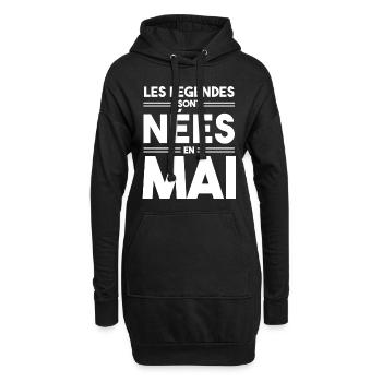 les légendes sont nées en mai - Sweat-shirt à capuche long Femme - noir - Devant