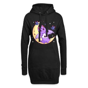 Kawaii Pastel Goth Moon Chat Gothique Halloween - Sweat-shirt à capuche long Femme - noir - Devant