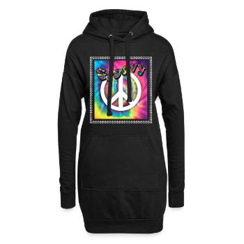 Hippie Peace Groovy Flowerpower Boho Woodstock - Sweat-shirt à capuche long Femme - noir - Devant