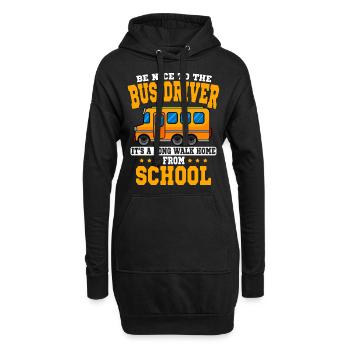 Soyez gentil Avec le chauffeur de bus bus scolaire bus - Sweat-shirt à capuche long Femme - noir - Devant