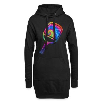Pickleball Paddle Tie Dye Retro - Hoodie Dress - black - Front