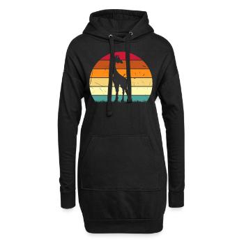 Girafe Coucher de soleil Girafe Amoureux Rétro Girafe - Sweat-shirt à capuche long Femme - noir - Devant