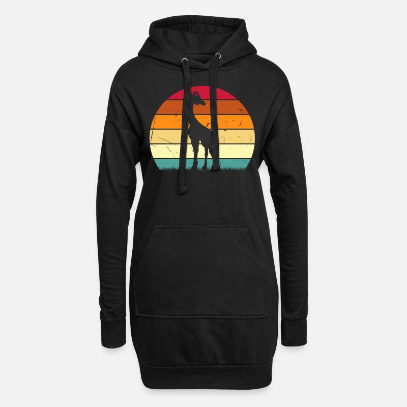 Giraffe Sunset Giraffe Lover Retro Giraffe - Hoodie-Kleid - Schwarz