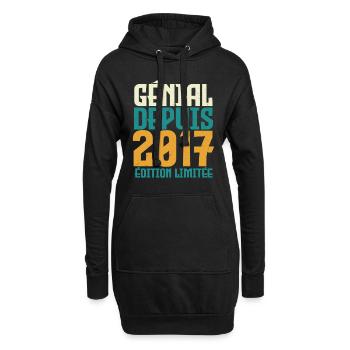 Génial depuis 2017 - Sweat-shirt à capuche long Femme - noir - Devant