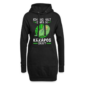 Ich mag einfach Kakapo flugunfähiger Papagei - Hoodie-Kleid - Schwarz - Vorne