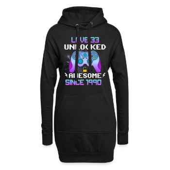 Niveau 33 Débloqué Génial depuis 1990 Funny Gamer - Sweat-shirt à capuche long Femme - noir - Devant