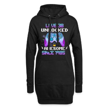 Level 38 Freigeschaltet Awesome seit 1985 Funny Gamer - Hoodie-Kleid - Schwarz - Vorne