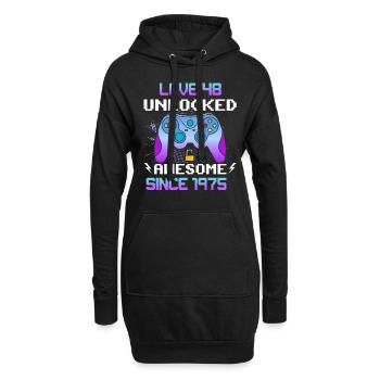 Niveau 48 Débloqué Génial depuis 1975 Funny Gamer - Sweat-shirt à capuche long Femme - noir - Devant